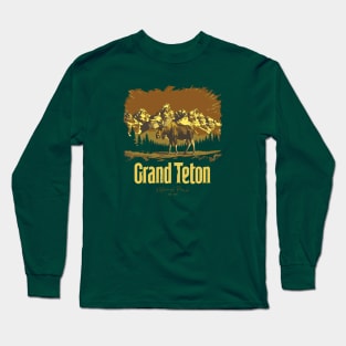 Moose Of Grand Tetons Long Sleeve T-Shirt